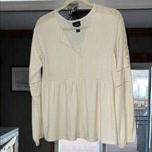 Daytrip Cream Lace Accent Blouse